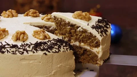 Walnut coffee cake 4k shot. Stock-Footage 211322124