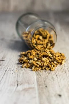 Walnut on desk Stock Photos