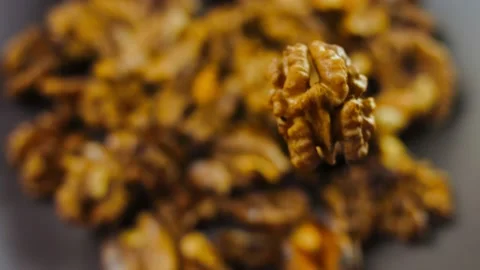The walnut floats in the air Stock Footage 219937692
