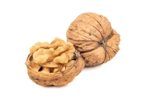 Walnut with half Stock Photos