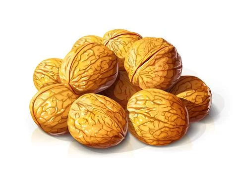 Walnut. Hill of nut. Vector illustration. Stock Illustration