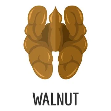 Walnut icon, flat style Stock Illustration