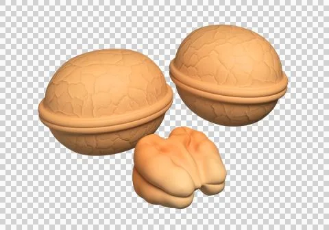 Walnut isolated on white background. 3d rendering Stock Illustration