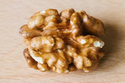 Walnut kernel close-up macro texture Stock Photos