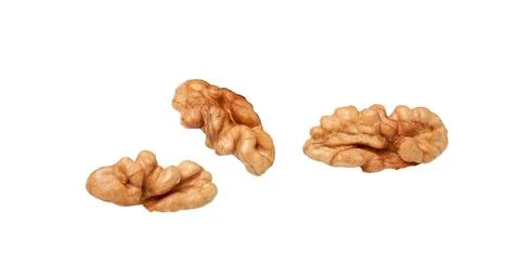 Walnut kernel isolated. Peeled walnuts on white Stock Photos