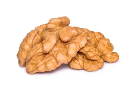 Walnut kernels are isolated on a white background Stock Photos