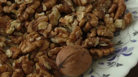 Walnut kernels in basket Stock Footage 54317793
