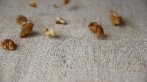 Walnut Kernels Falling Stock Footage 66441997