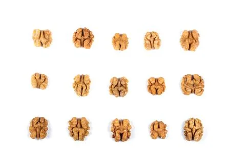 Walnut kernels isolated on white background Stock Photos