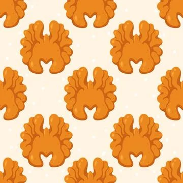 Walnut kernels pattern creating a seamless background design Stock Illustration