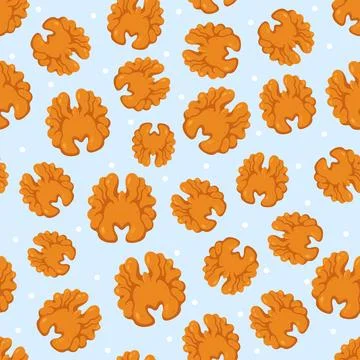 Walnut kernels seamless pattern illustrating organic healthy snacks Stock Illustration
