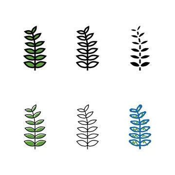 Walnut leaf color icon vector multistyle Stock Illustration