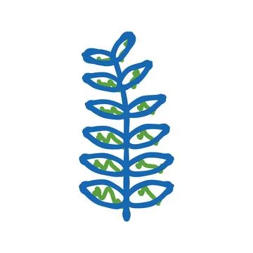 Walnut leaf icon doodle illustration Stock Illustration
