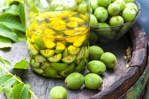 Walnut liqueur Foto stock