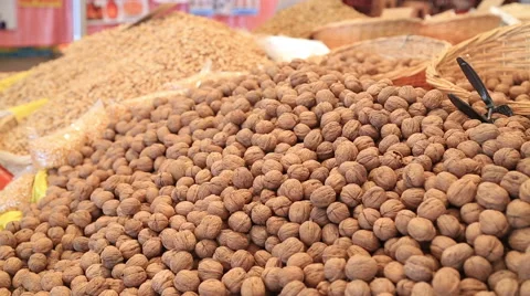 Walnut on market 2 Stock Footage 57963369