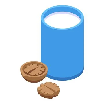 Walnut milk icon isometric vector. Vegetable plant Stock Illustration