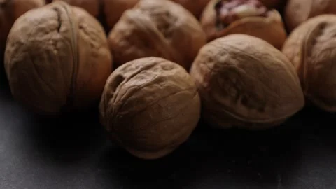 Walnut nut, closeup of walnuts nut food Stock Footage 286781592