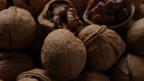 Walnut nut, closeup of walnuts nut food Stock Footage 286781915