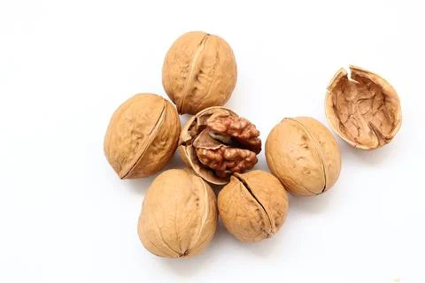Walnut nut isolated on white background Foto stock