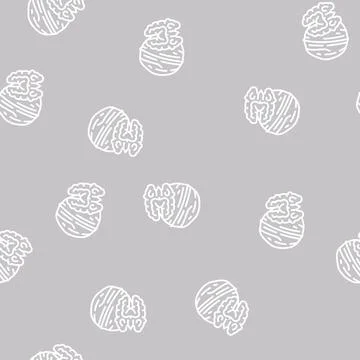 Walnut nut line seamless pattern Illustrazione stock