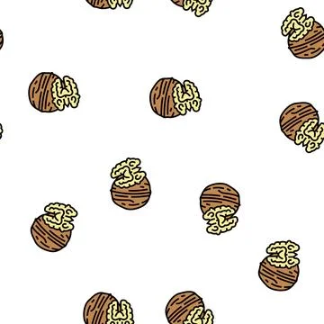 Walnut nut vector seamless pattern 스톡 일러스트