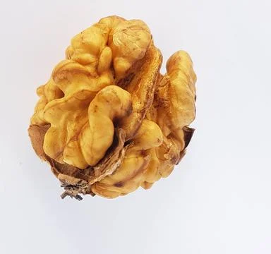 Walnut nuts without shell isolated food background Stock Photos