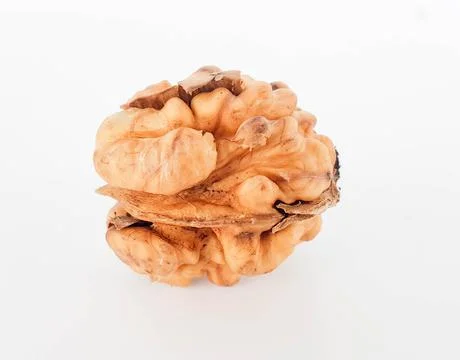 Walnut nuts without shell isolated food background Stock Photos