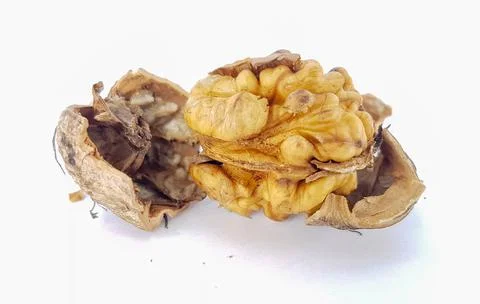 Walnut nuts without shell isolated food background Photos