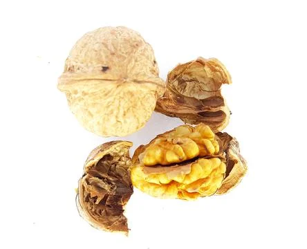 Walnut nuts without shell isolated food background Stock Photos