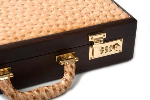 Walnut ostrich brief case Stock Photos