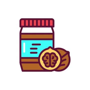 Walnut paste color line icon. Isolated vector element. Stock Illustration