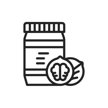 Walnut paste color line icon. Isolated vector element. Stock Illustration
