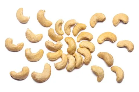 The Walnut Pattern - Cashews on a white background in the shape of a circle.  Foto stock