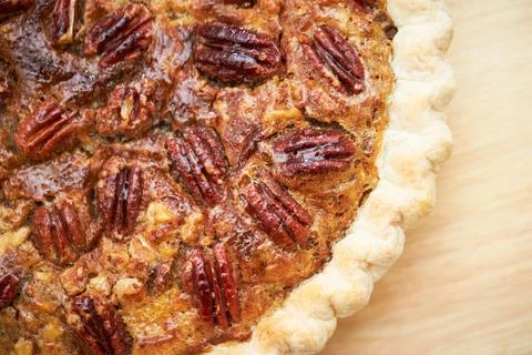 Walnut pie close-up, a piece of walnut pie Stock Photos
