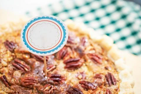Walnut pie close-up, a piece of walnut pie Stock Photos