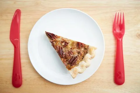 Walnut pie close-up, a piece of walnut pie Stock Photos