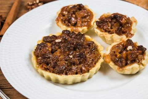 The walnut pie is on the table Stock Photos