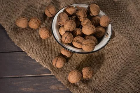 Walnut in a plate Stock Photos