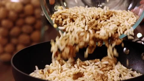 Walnut Puffed Rice Healthy Snack Weight Loss Light Food Stock Footage 333193642