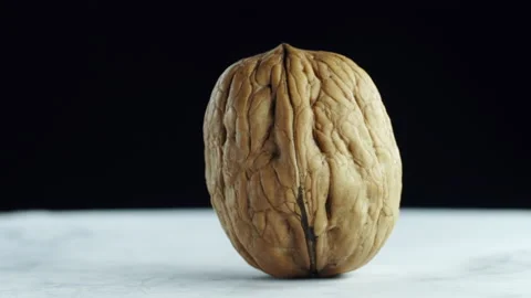 Walnut rotating black background, 4k Close up shot Stock Footage 155280100