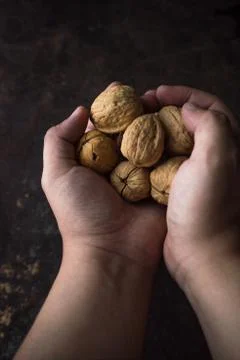 Walnut on rustic background Foto stock
