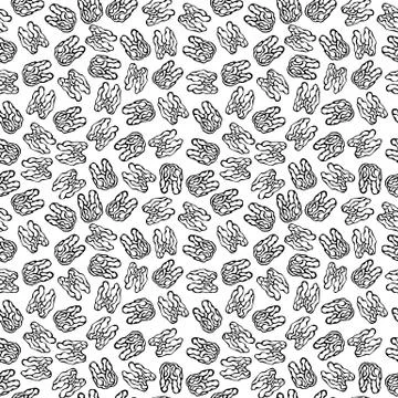 Walnut Seamless Endless Pattern. Whole Peeled Walnuts. Autumn or Fall Harvest Stock Illustration
