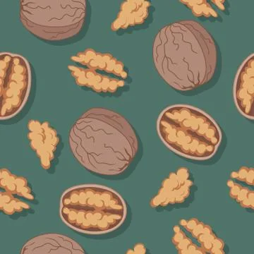 Walnut Seamless Pattern 스톡 일러스트