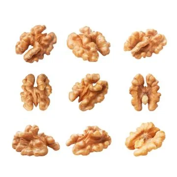 Walnut set isolated Stock Photos