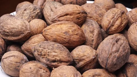 Walnut in the shell close-up rotates. Stock Footage 226807808