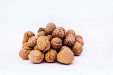 Walnut slide on a white background Stock Photos