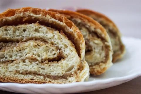 Walnut Strudel Slices Stock Photos