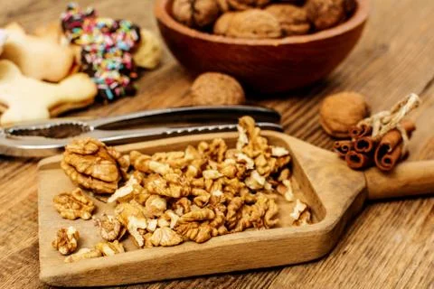 Walnut on table Stock Photos