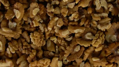 Walnut top view background. Close-up of a walnut. In slow motion walnut. Stock Footage 139511778