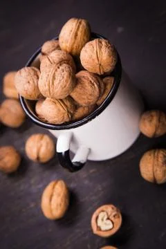 Walnut with white cup Foto stock
